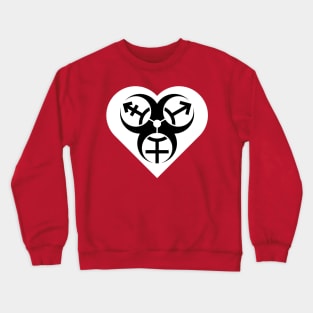 Trans Biohazard Heart - White Crewneck Sweatshirt